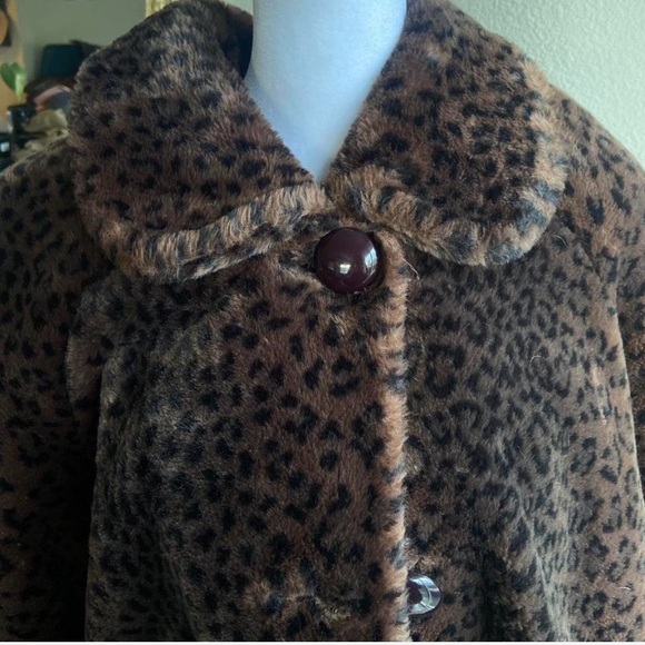 Elegant Leopard Print Faux Fur oversized look Coat can fix size xs,s,m,l - Picture 3 of 8